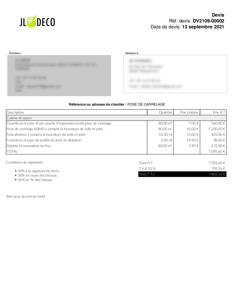 Calcul quantité de joint de carrelage