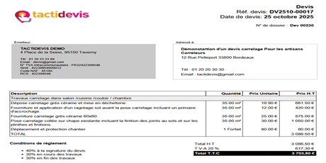 Modèle de devis carrelage