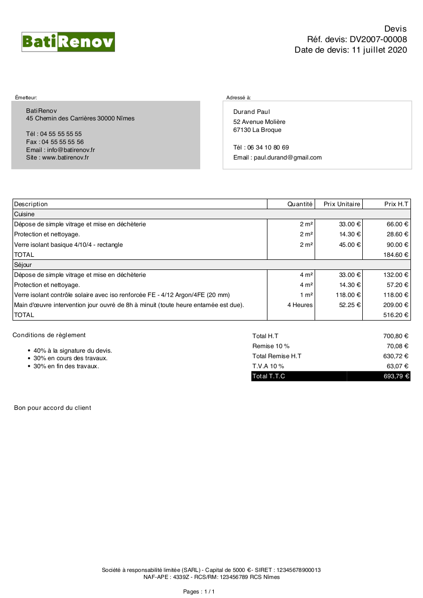exemple de devis travaux de vitrerie miroiterie tactidevis
